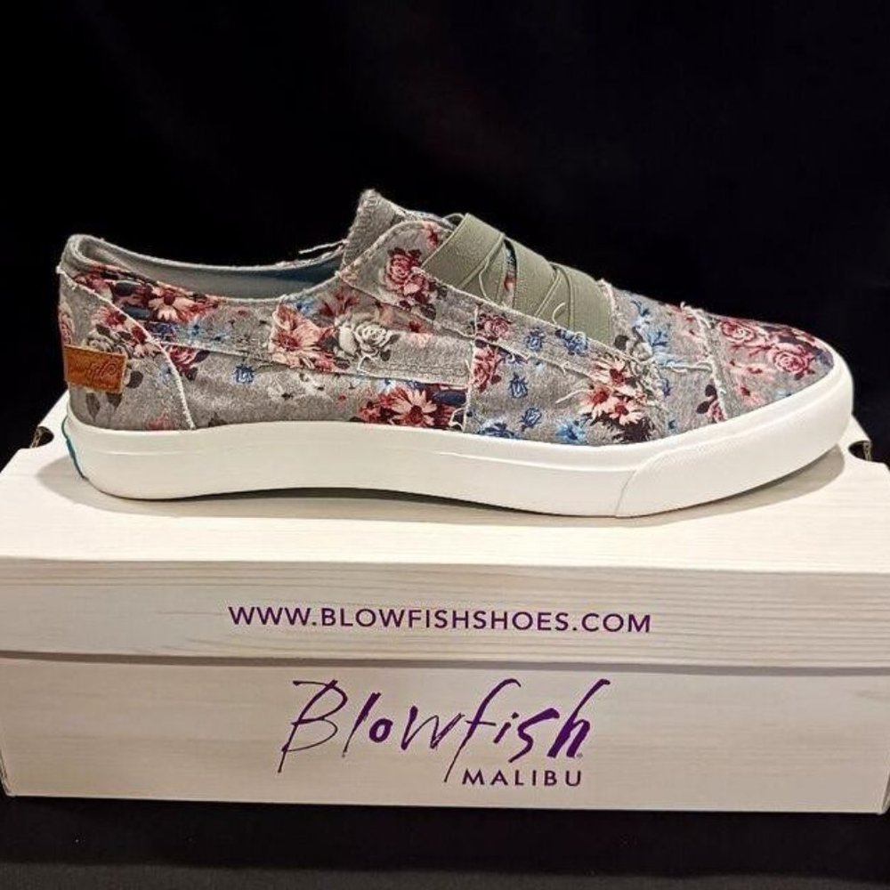 BLOWFISH MALIBU GRAY FLORAL SNEAKERS SIZE 10